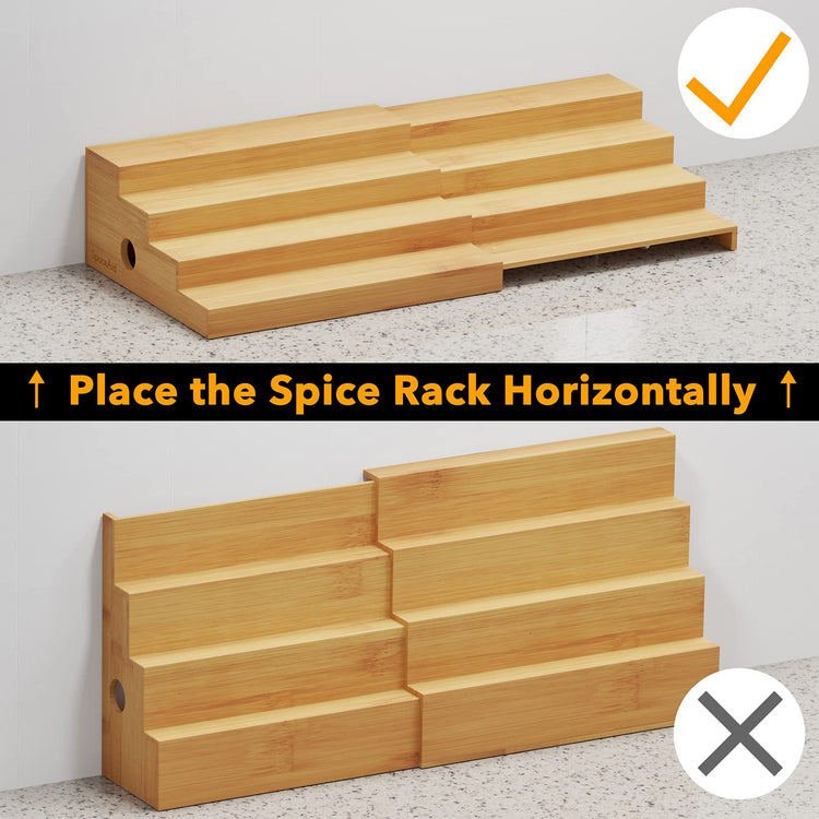 4 Tier Bamboo Spice Rack Organizer for Cabinet