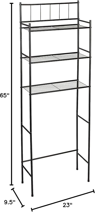 Honey-Can-Do 3 tier Over-The-Toilet Space Saver Shelving Unit, Black BTH-09022 Black