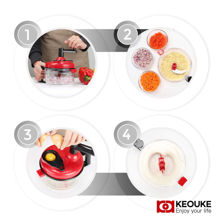 Hand Crank Food Chopper Red