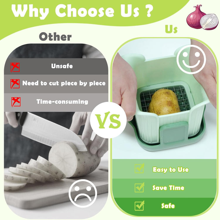 Suuker Onion Chopper with Base,Potato French Fry Cutter,Fruit and Vegetable Slicer,Kitchen Gadgets for Potatoes,Vegetable Chopper,Mandoline Slicer for Kitchen,Food Cutter,Tomato Dicer