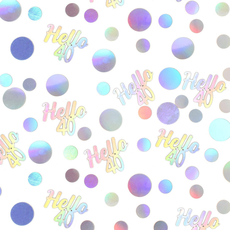40th Birthday Confetti for Table Iridescent Birthday Party Decorations for Her Circle Dots Hello 40 Women Forty Years Old Birthday Table Scatters Decor Anniversary Party Supplies 300PC (300 Count)