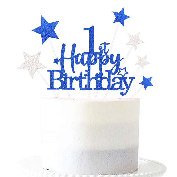 Royal Blue 1st Birthday Cake Topper (7 Count)