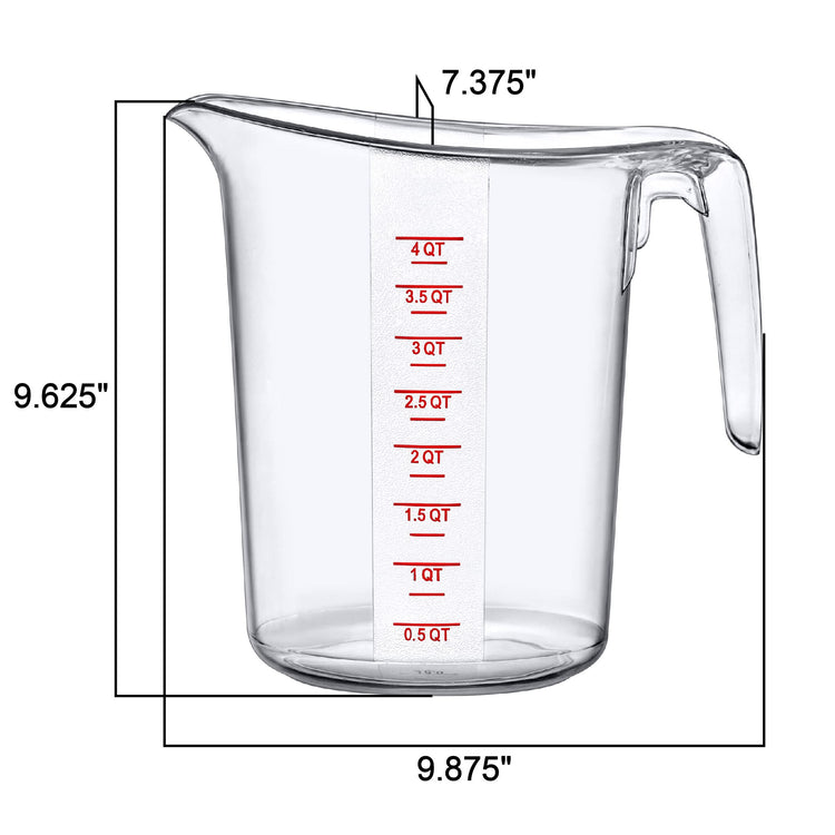 Melissa - 128-Ounce Plastic Measuring Pitcher (1-Pack), 16-Cup (4-Quart) Food-Grade Measuring Jug, Unbreakable, Stackable, Dishwasher-Safe, Great for Oil, Vinegar, Flour, and More