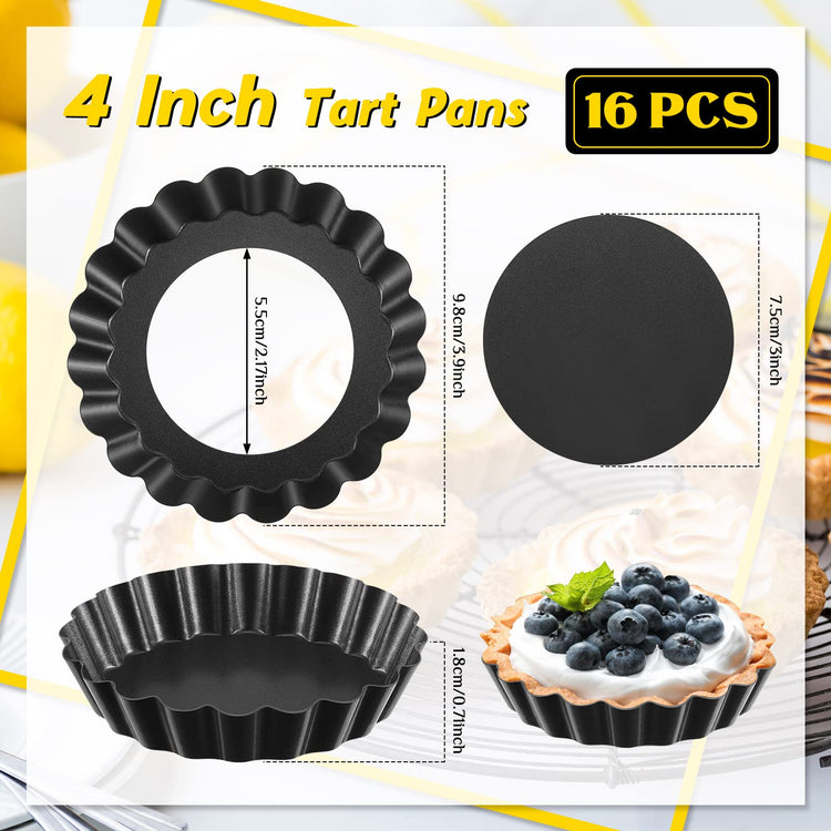 16 Pcs Mini Tart Pans for Baking