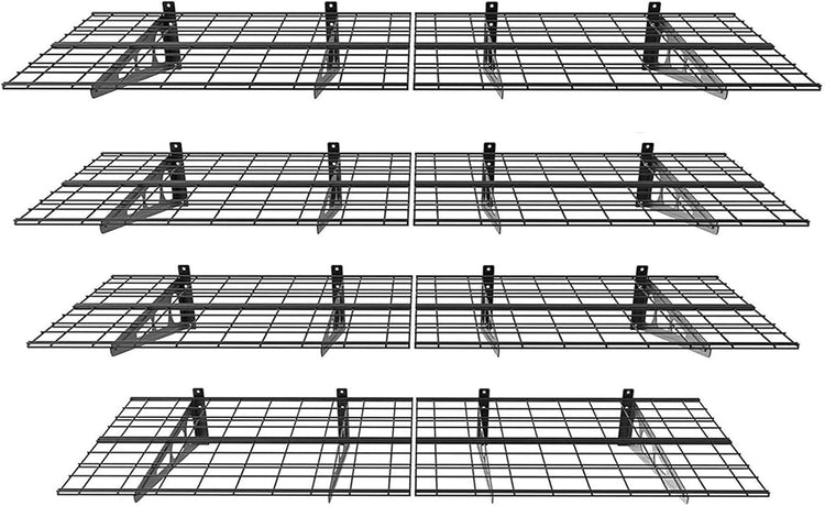 FLEXIMOUNTS 4-Pack 2x6ft 24-inch-by-72-inch Wall Shelf Garage Storage Rack Floating Shelves, Black