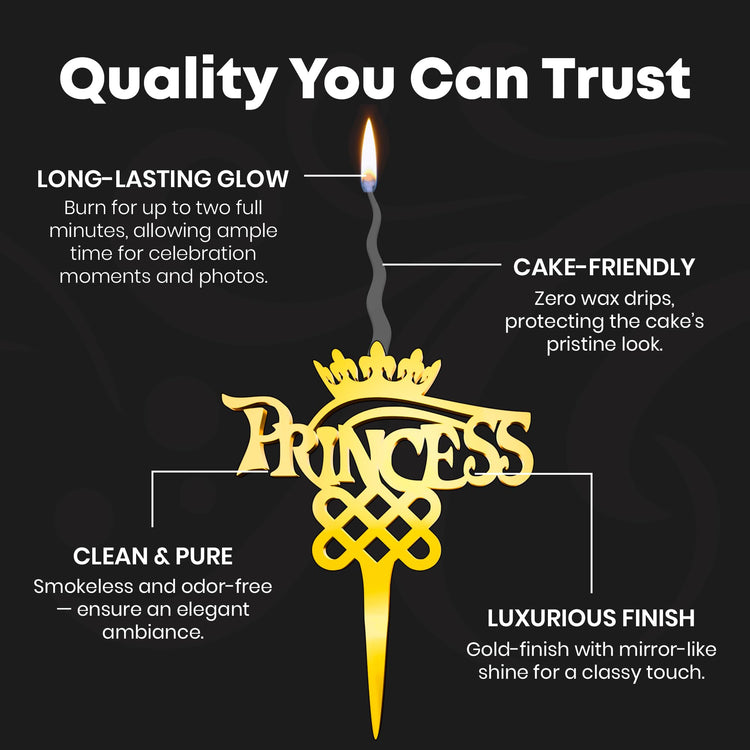 Princess Reusable Gold Romantic Cake Candle