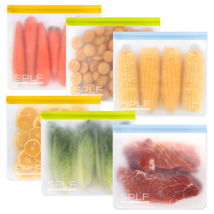 6 Pack Reusable Gallon Freezer Bags Dishwasher Safe (6 Count)