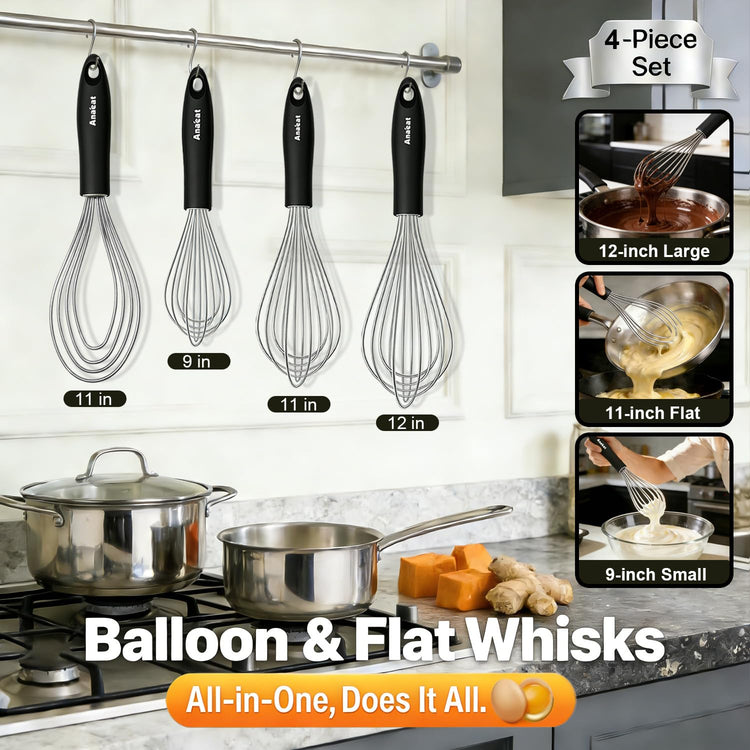 Stainless Steel Kitchen Whisk Set of 4 (4 Count)