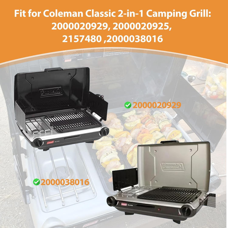 Grill Grates for Coleman 2-in-1 Camping Grill, Cooking Grid for Coleman 2 Burner Propane Stove, Fits Coleman Classic 2-Burner 2000020929 2000020925 2157480 2000038016 Propane Stove Replacement Parts