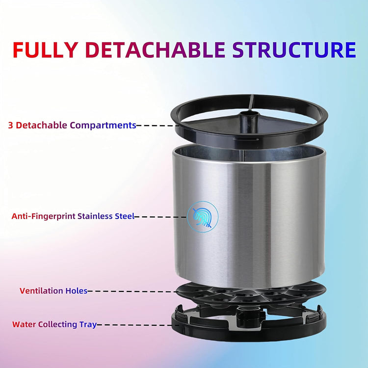 Kitchen Utensil Holder Silverware Organizer 360°Rotating For Counter Organizer Stainless Steel Storage Silverware Caddy 3 Compartment Flatware Spoon Spatula Tool Cutlery Container(Silvery)