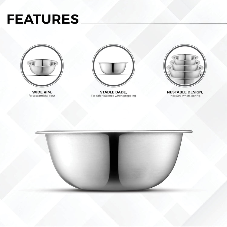 Premium Stainless Steel Mixing Bowls (5 Count)