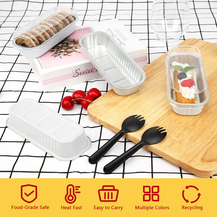 Mini Loaf Cake Pans with Lids 100 Pack (6.8 Fl Oz)