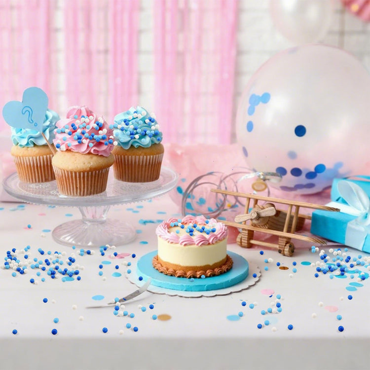 Blue White Pearl Sugar Sprinkles 2mm Blue Sprinkles for Cake Decorating (4.6 Ounce)