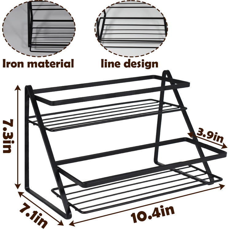 2 Tier Coffee Syrup Rack Organizer 6 Bottle Capacity
