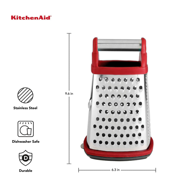 Gourmet 4 Sided Stainless Steel Box Grater with Detachable Storage Container