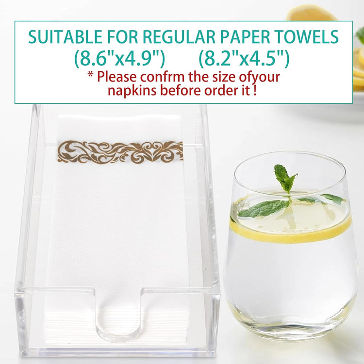 Rubtlamp 2Pcs Acrylic Napkin Holder Bathroom - 0.27Inch Thickness Clear Acrylic Guest Towel Holder - Hand Towel Tray for Kitchen, Parties, Weddings, Party, Hotel, Restaurant(Clear, 9”X5.5”X2.5”)