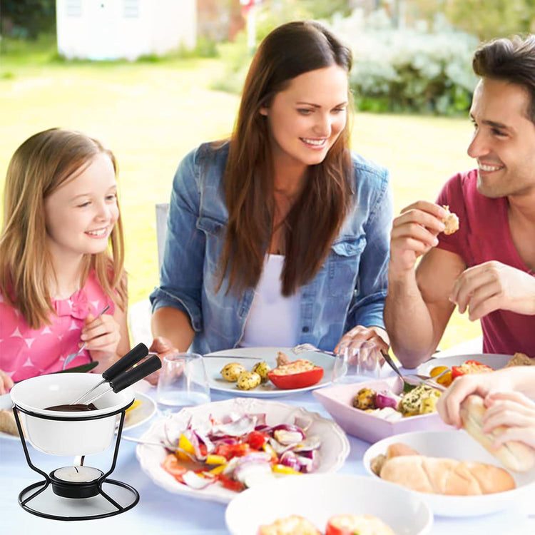Luvan 4Pcs Fondue Pot Set for Chocolate Butter Cheese, 5oz Butter Warmer for Seafood with 20 Tealight, Ceramic Bowl Oven Microware Dishwasher Safe,Perfect for family dip Fruit,Dessert,Snack