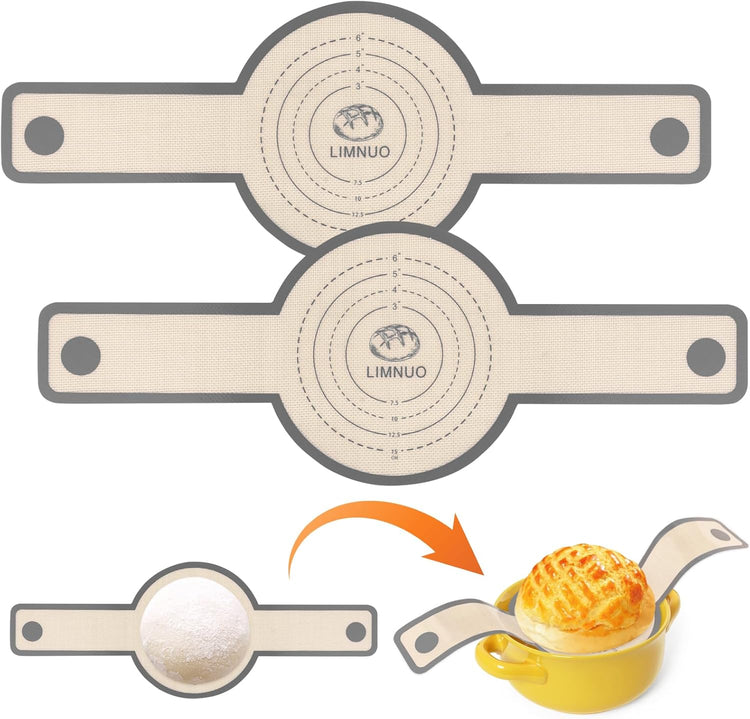 Silicone Bread Sling Dutch Oven,2 PCS Silicone Baking Mat Set,Non-Stick & Easy Clean Reusable Bread Mat With Extra Long Handles, Bread Baking Mat for Sourdough Transfer