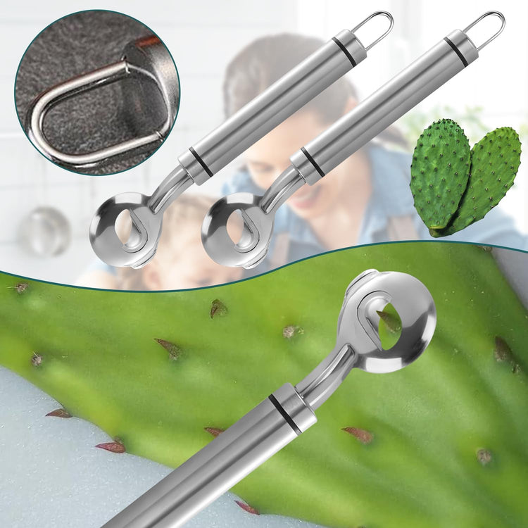3 Pack Cactus Peeler Spoon,2025 Stainless Steel Cuchara Pelador de Nopales,Multi-Function Cactus Peeling Knife Tool,Sliced Chinese Noodle Cutter for Cooking Kitchen Gadgets