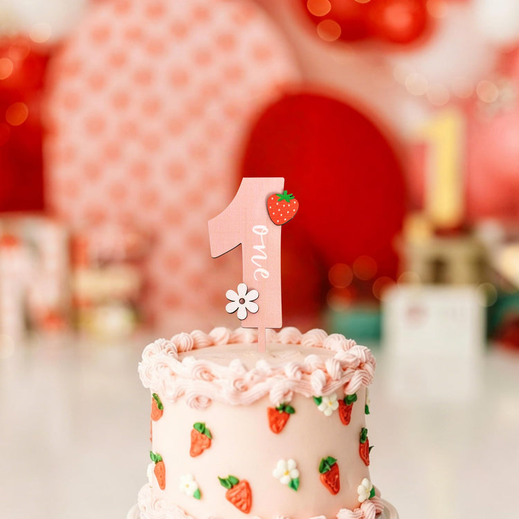 Strawberry One Cake Topper