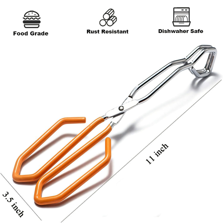 11 Inch Hiash Orange Stainless Steel Scissor Tongs