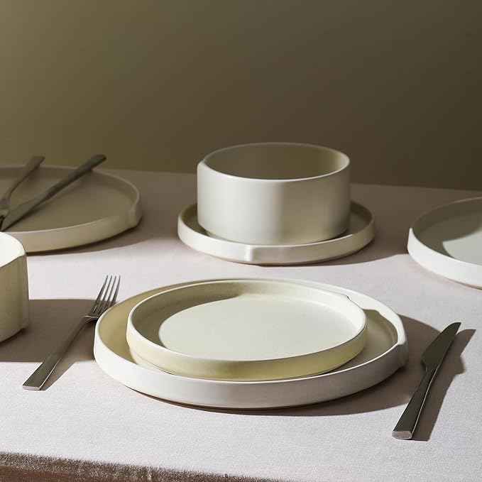 Stone Lain Bao 12-Piece Stoneware Dinnerware Set – Beige, Service for 4, Contemporary Round Dinner & Salad Plates with Cereal Bowls, Modern Tableware for Daily Dining, Hosting & Kitchen Décor