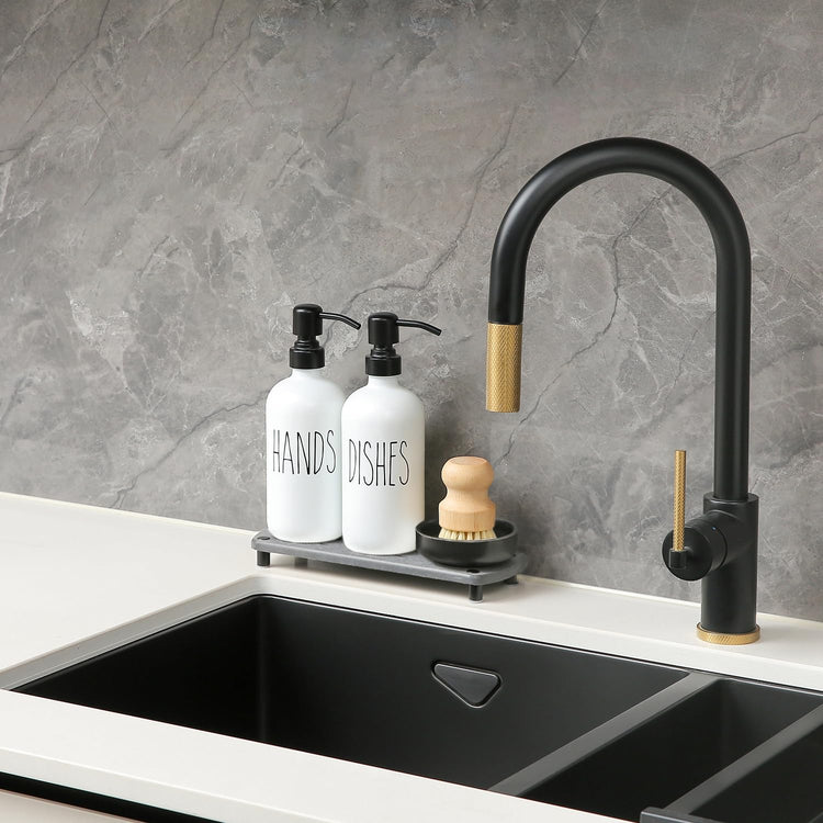 White Soap Dispenser Set Comes with Stainless Pumps