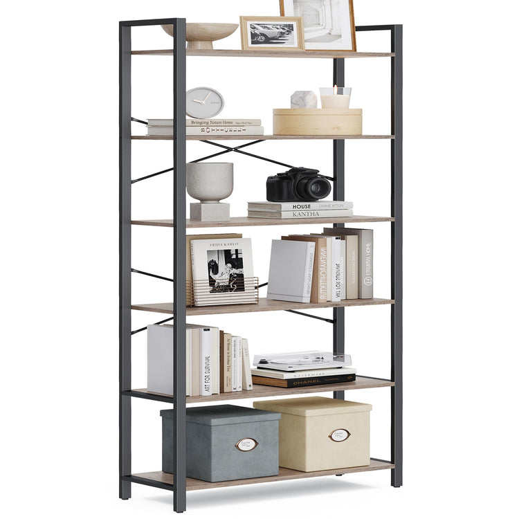 6 Tier Bookshelf with Steel Frame