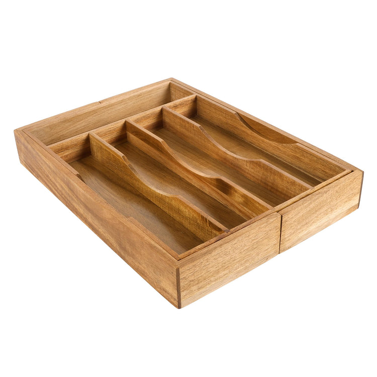 Expandable Acacia Kitchen Drawer Organizer for Cutlery and Utensils