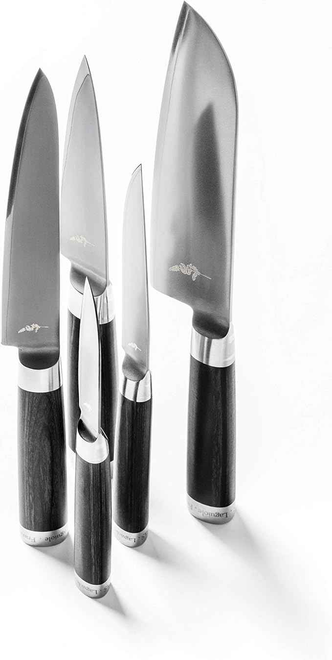 Michel BRAS No. 1 Paring Knife, 3” Handcrafted Vegetable and Fruit Knife, 3 Layer Stainless Steel Blade, Black Pakkawood Handle, Small Kitchen Tool for Peeling and Cutting