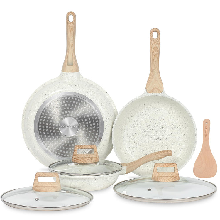 Nonstick Ceramic Frying Pans Skillets Set with Lids