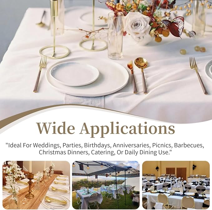 12 Pack White Table Cloth Rectangle Table Cloths for 6 Foot Rectangle Tables 60 X 102 Inch Washable Polyester Table Covers, Reusable & Wrinkle Resistant for Weddings, Parties, Events, and Everyday Use