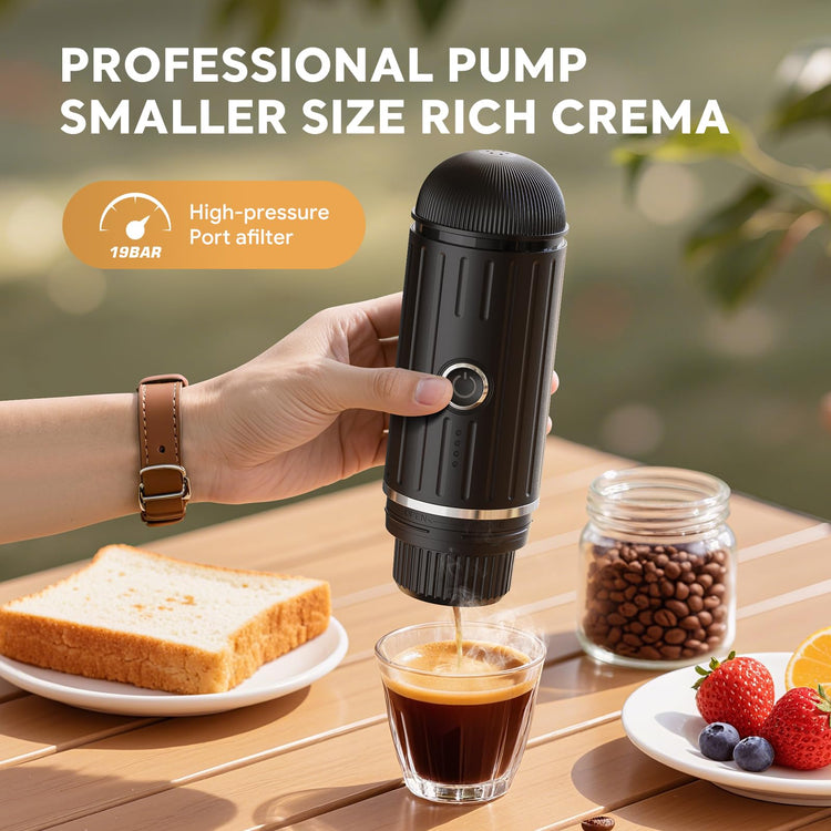 Portable Electric Espresso Coffee Maker for Ground Coffee & NS Capsule Fast Self