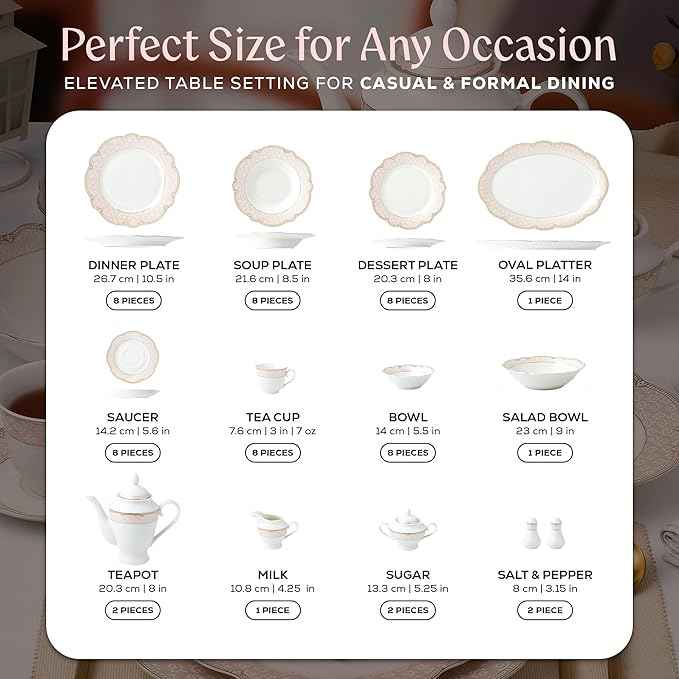Joseph Sedgh Collection "Sandra" 57-Piece Bone China Dinnerware Set, Service for 8, Blush Pink and Gold