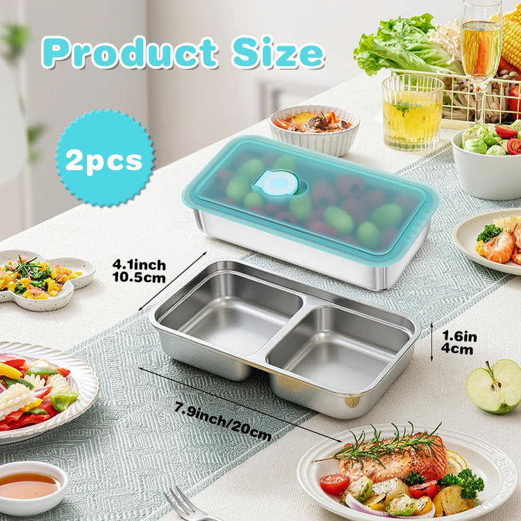 2 Pack Stainless Steel Food Containers with Lids (2 Count)