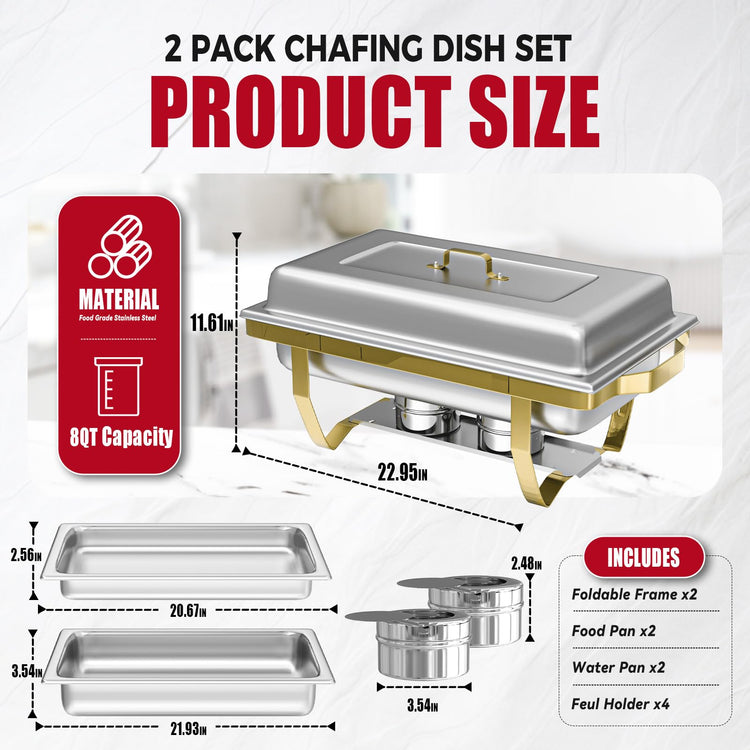 Rectangular Chafing Dish Buffet Sets of 2