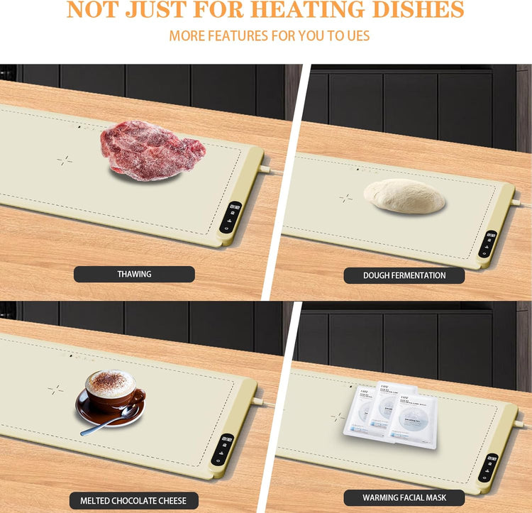 Extra Large 36''X18'' Warming Mat for Party and Families - Upgrade Graphene Fast Heating Electric Warming Tray for Buffet Daily Use, Portable Roll Up Silicone Food Warmer with 6 Temp-Settings