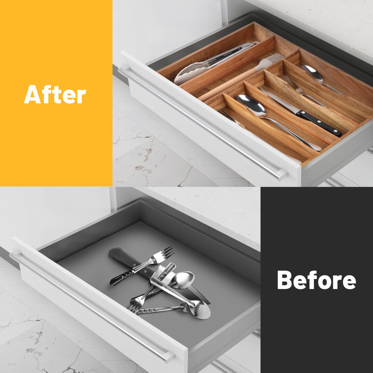 Kitchen Acacia Silverware Organizer