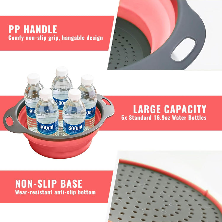 2 Pack Collapsible Silicone Colander with Handle (2 Count)