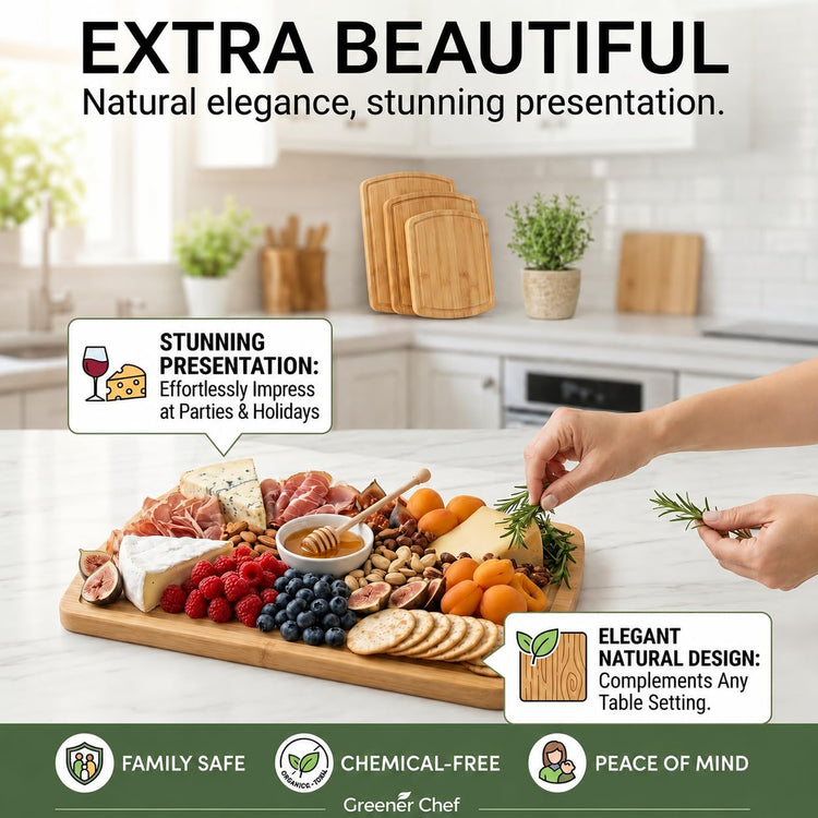SAFEST Extra Large Bamboo Cutting Board Set of 3 with Glue (3 Count)