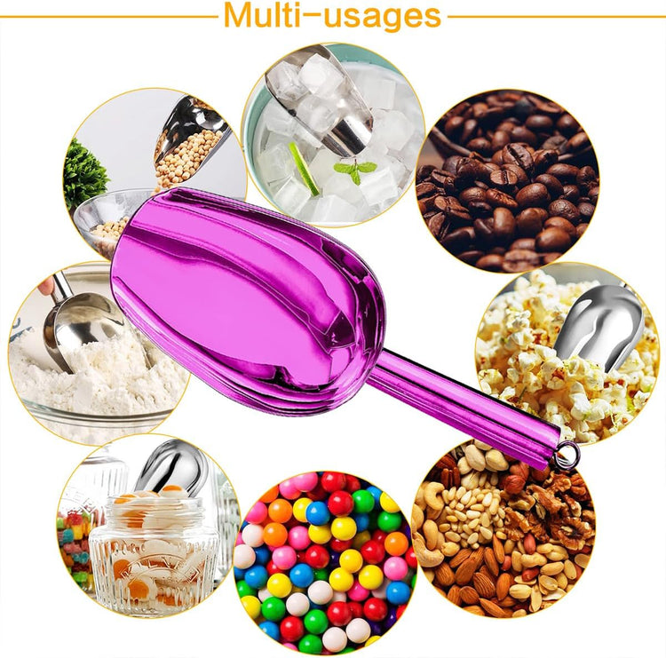 Metal Ice Scoop,Kitchen Ice Scooper for Ice Maker,Stainless Steel Small Ice Scooper for Freezer,Kitchen Gadgets Cookie Flour Pet Dog Food Scoop (purple, 3oz)