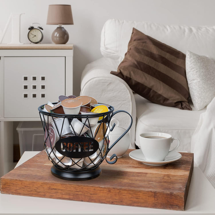 TreeLen Coffee Pod Holder, K Cup Organizer, Large Capacity K Cup Holder for 40 K Cups, K Pod Storage for Coffee Bar - Black