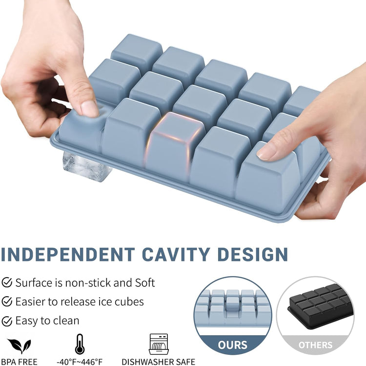 Silicone Ice Cube Tray 3 Pack - EASY RELEASE ice cube tray with lid, BPA Free Ice Cubes Trays for Freezer,ice cube mold for Cocktail,Whiskey