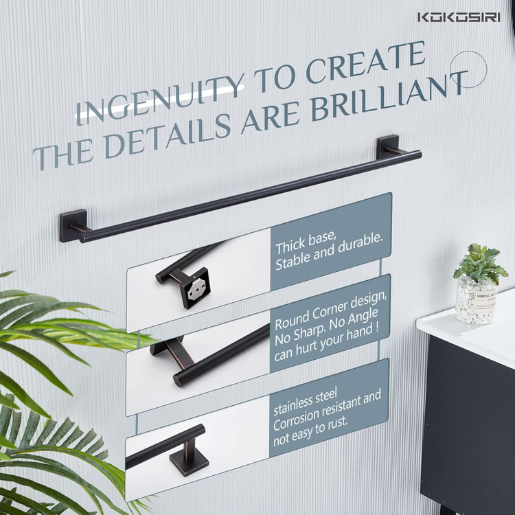 KOKOSIRI Bathroom Towel Bar 32'' Towel Holder for Bath Kitchen Cabinet Towel Rails 32 Inch, 2 Pack Oil Rubbed Bronze Stainless Steel B4005ORB-L32-P2