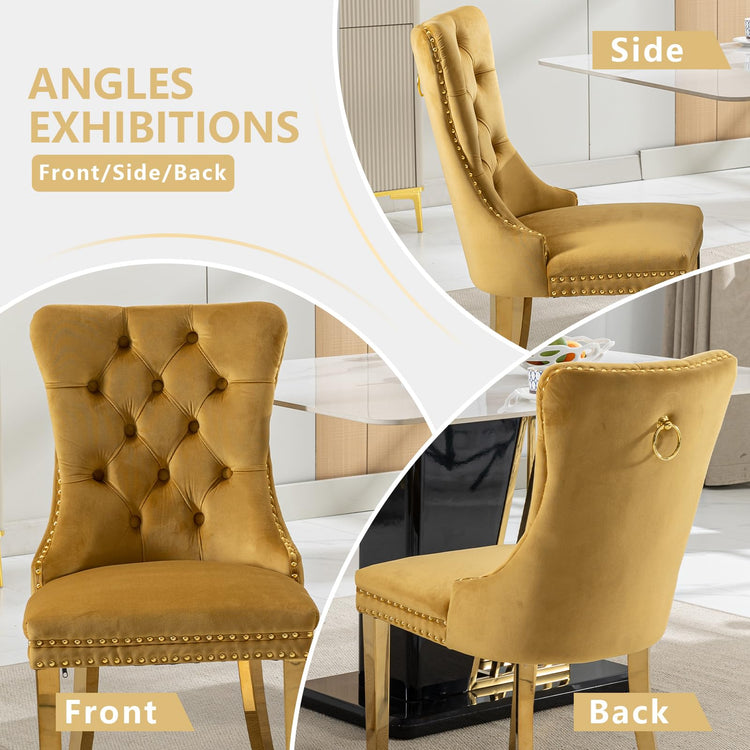 Gold Velvet Dining Chairs Set of 6 (6 Count)