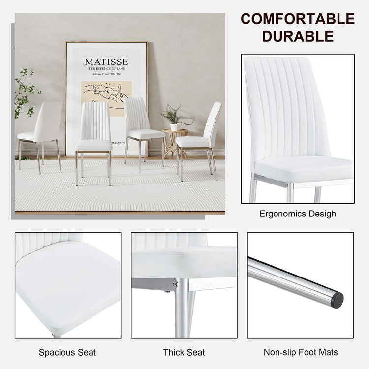 White Modern Dining Chairs Set (8 Count)