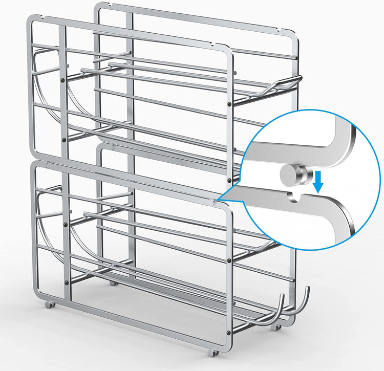 Soda Can Organizer Storage Rack, 2 Pack Stackable Beverage Soda Can Dispenser Organizer Holder for Refrigerator, Cabinet, Pantry (Silver)