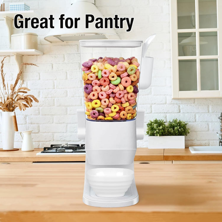Cereal Dispenser Countertop With Bowls and Spoons Cereal Containers Storage for Pantry Snack Organizer Dry Food Storage Container with Lid for Kitchen Organization Oatmeal Nut Granola(2pcs White)
