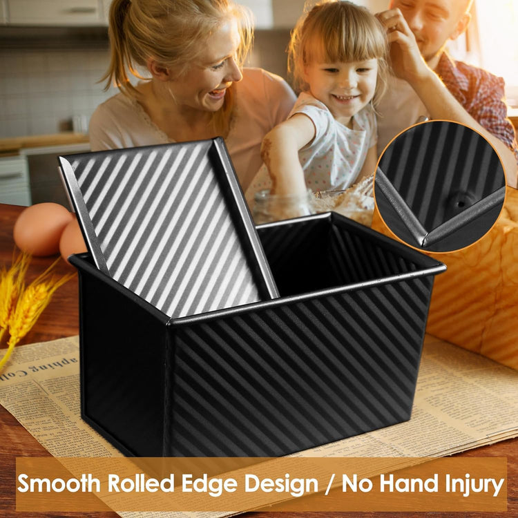 2pack 1LB Black Pullman Loaf Pan with Lid (2 Count)