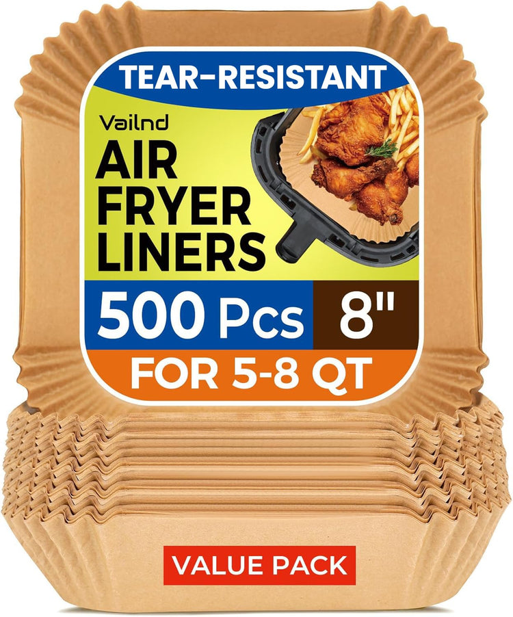 500 Pcs 8" Square Air Fryer Liners Disposable for 5 (500 Count)